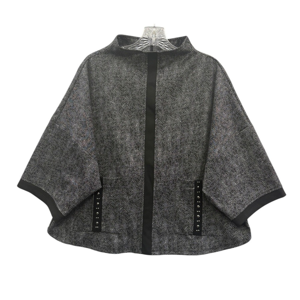 Joseph Ribkoff Herringbone Funnel Neck Cape Top Office Boxy Relaxed Chic 8‎